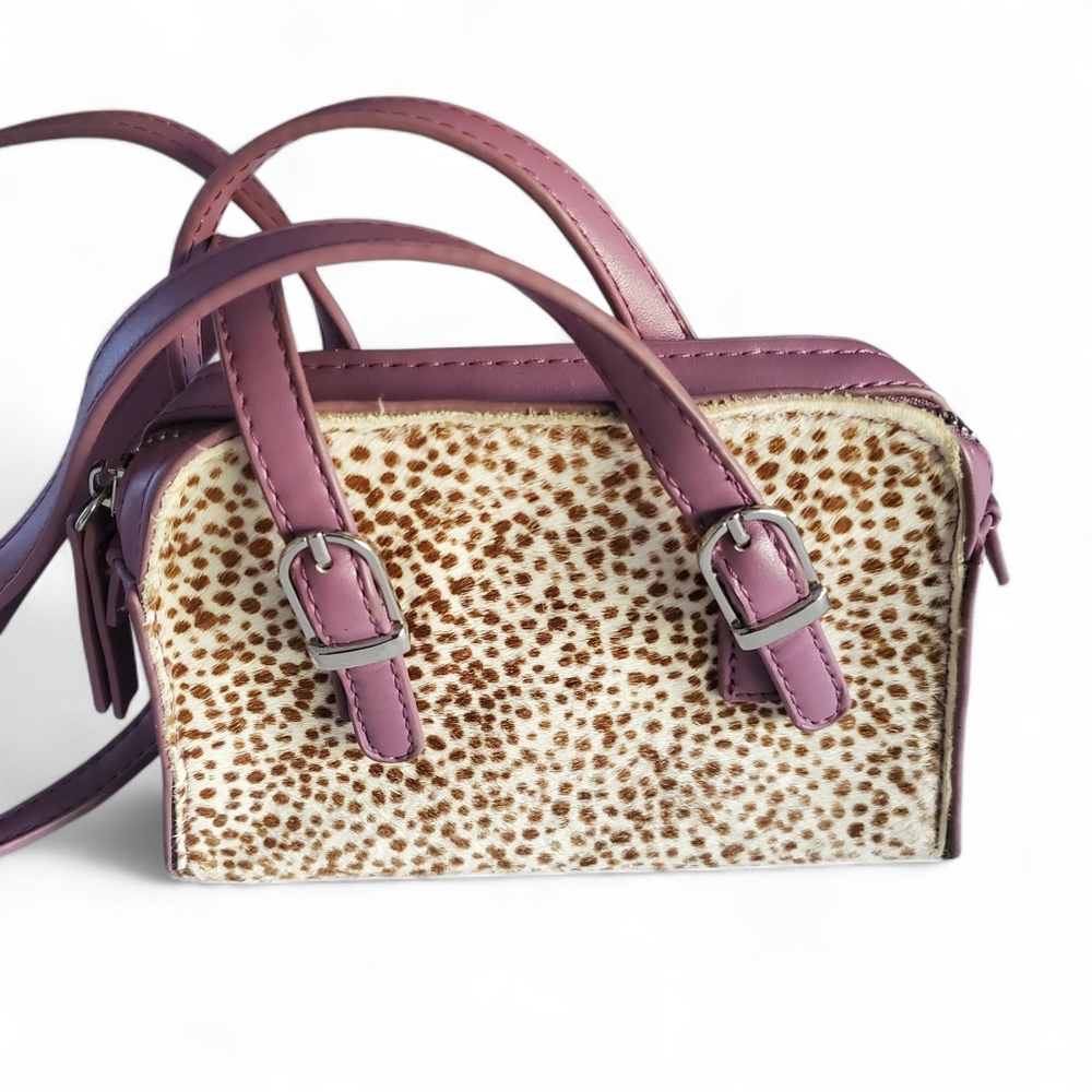 Urban Outfitters Mauve Leather Trim Spotted Haircalf Crossbody